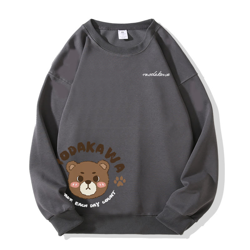MODAKAWA Unisex Streetwear Sweatshirt mit niedlichem Bärenmotiv - Dark Grey - 5XL - image 3