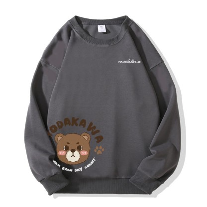 MODAKAWA Unisex Streetwear Sweatshirt mit niedlichem Bärenmotiv - Dark Grey - 5XL - image 3