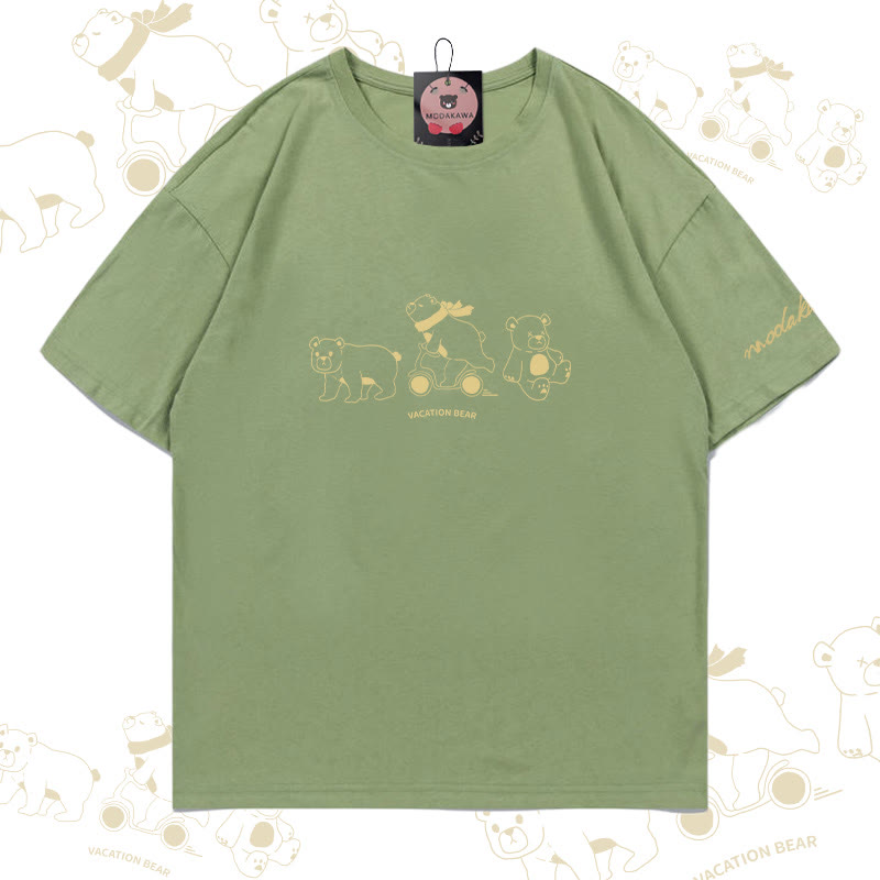 VACATION BEAR Grafik Modakawa Baumwoll-T-Shirt - Green - 5XL - image 4