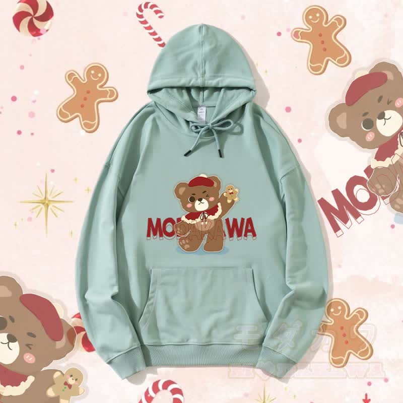 MODAKAWA Streetwear-Kapuzenpullover mit Weihnachtsbär-Grafik - Grün B - 5XL - image 7