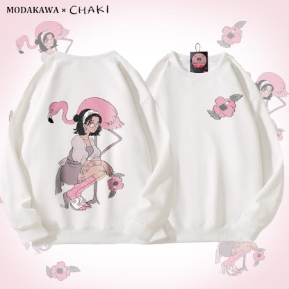 MODAKAWA X chaki Unisex-Sweatshirt mit Mädchen- und Flamingo-Grafik - White - 5XL - image 3