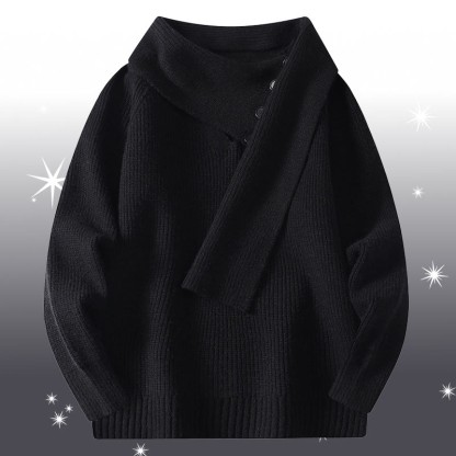 Zweiteiler bestehend aus unregelmäßig gestricktem Pullover und Cordhose - Black Sweater - 4XL - image 9
