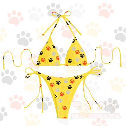 Modakawa Damen-Bikini-Set mit Pfotenabdruck - Gelb - 4XL - image 7