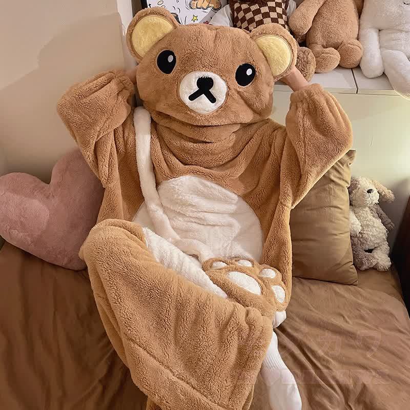 Lustiger Bären-Plüsch-Kapuzen-Einteiler-Schlafanzug - image 5