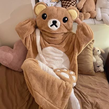 Lustiger Bären-Plüsch-Kapuzen-Einteiler-Schlafanzug - image 5