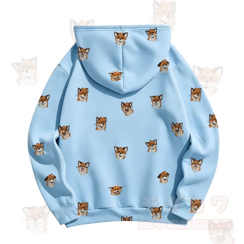 MODAKAWA Kapuzenpullover mit Cartoon-Fuchs-Allover-Print - image 12