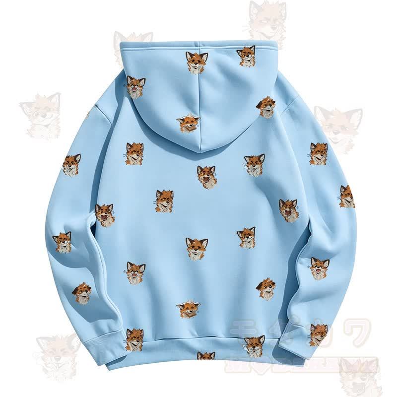 MODAKAWA Kapuzenpullover mit Cartoon-Fuchs-Allover-Print - image 12