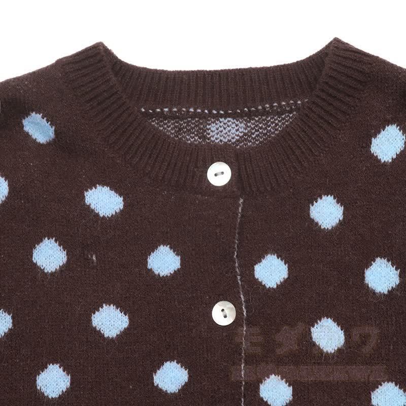 Vintage-Strickjacke mit langen Ärmeln und Polka-Dots - image 7