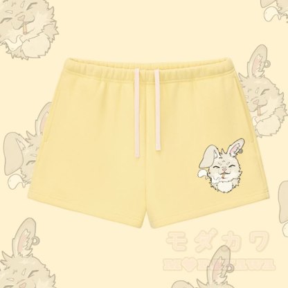 MODAKAWA Shorts mit Raucherhasen-Grafik und dickem Fleecefutter - Gelb - L - image 5