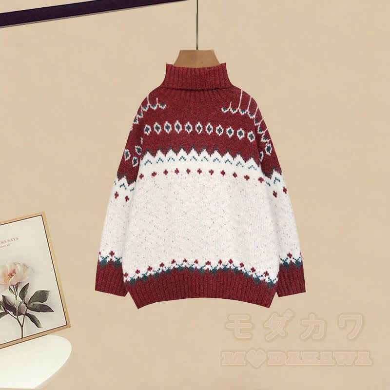 Zweiteiliges Set: Strickpullover mit Farben -Design und weite Hose - image 5