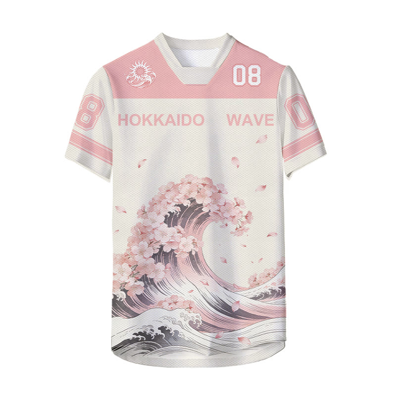 HOKKAIDO WAVE Ukiyo-e Grafik Modakawa Unisex Jersey T-Shirt - image 2