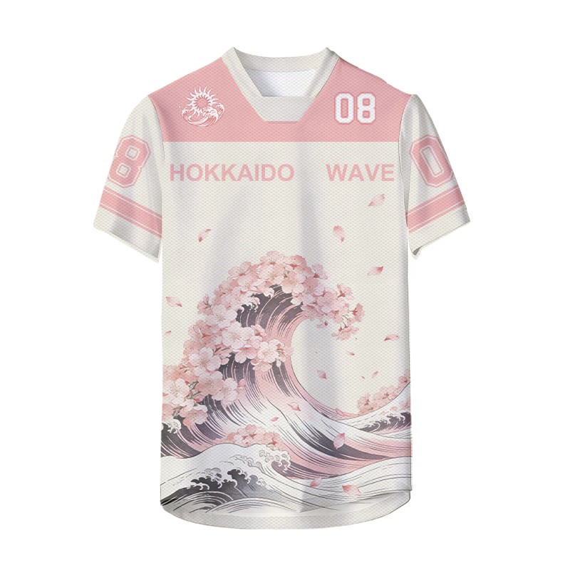 HOKKAIDO WAVE Ukiyo-e Grafik Modakawa Unisex Jersey T-Shirt - image 2