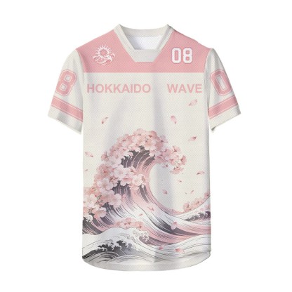 HOKKAIDO WAVE Ukiyo-e Grafik Modakawa Unisex Jersey T-Shirt - image 2