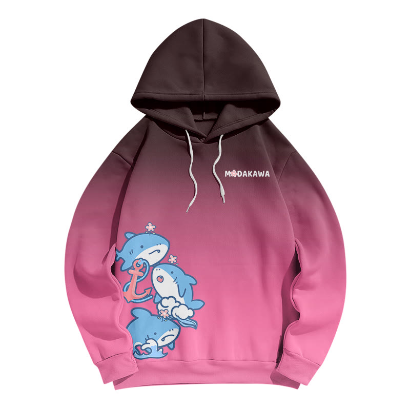 Modakawa Hoodie mit Farbverlauf, Hai-Buchstabenprint, lockere Passform - Pink - 6XL - image 3