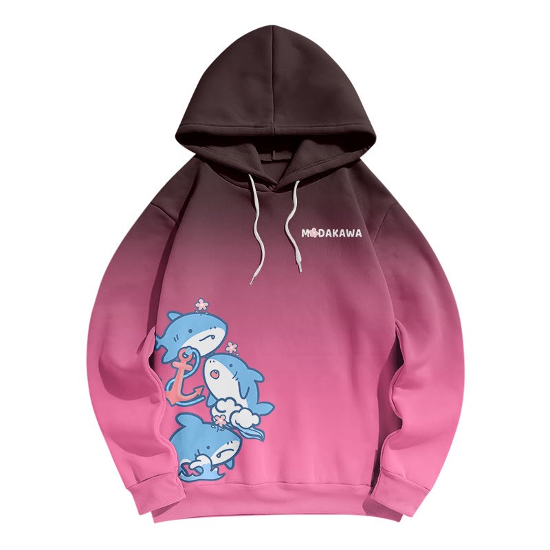 Modakawa Hoodie mit Farbverlauf, Hai-Buchstabenprint, lockere Passform - Pink - 6XL - image 3