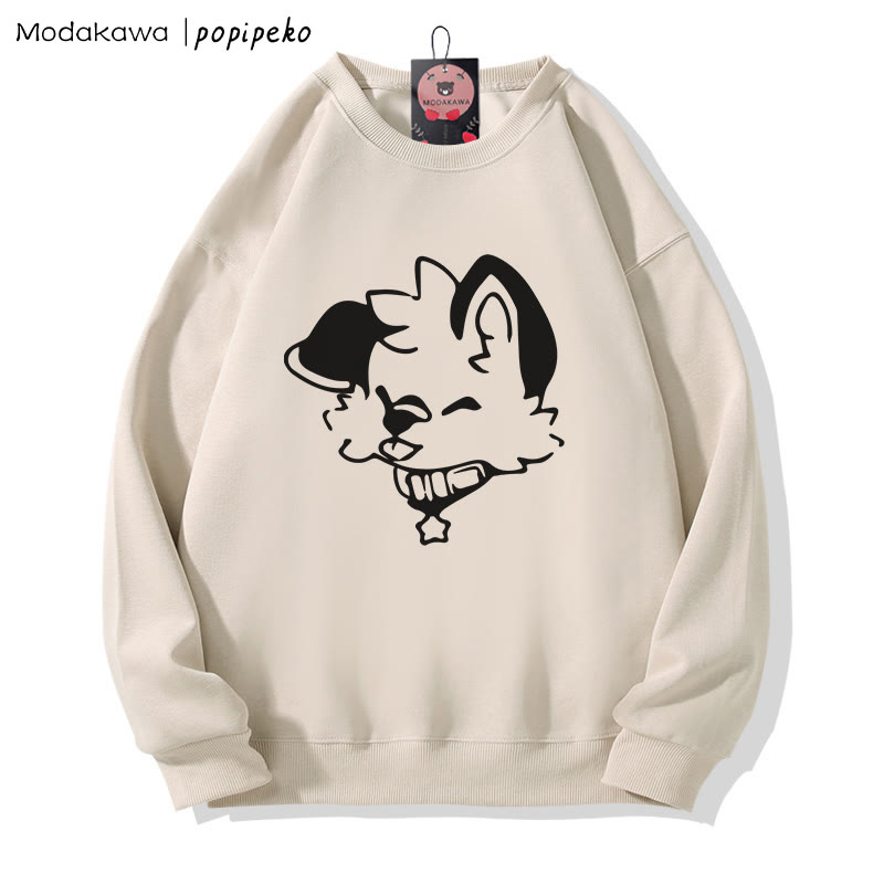 MODAKAWA X popipeko Sweatshirt mit Welpenprint und Rundhalsausschnitt - Apricot C - 5XL - image 4