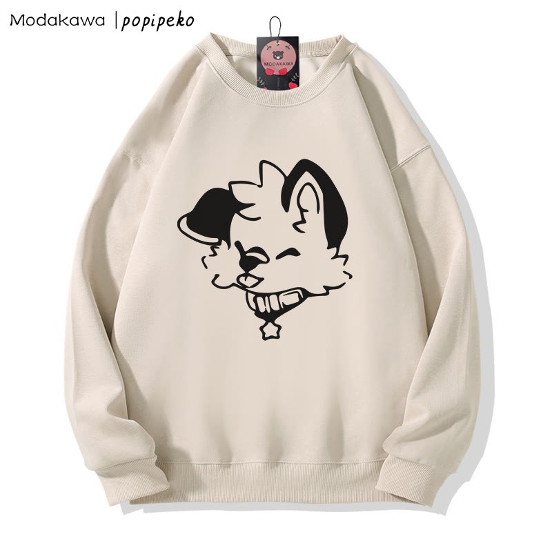 MODAKAWA X popipeko Sweatshirt mit Welpenprint und Rundhalsausschnitt - Apricot C - 5XL - image 4