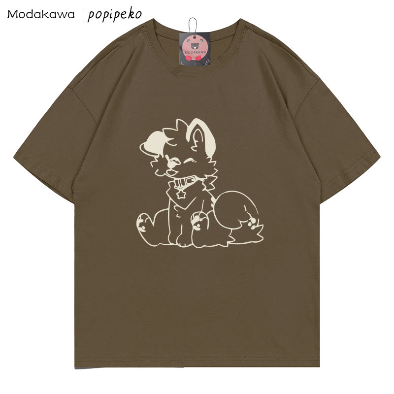 MODAKAWA X popipeko Welpenprint T-Shirt - Brown - 5XL - image 5