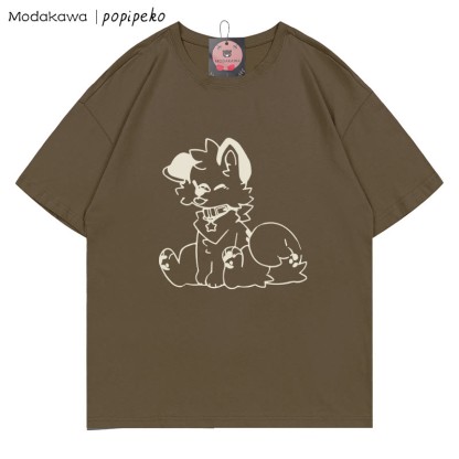 MODAKAWA X popipeko Welpenprint T-Shirt - Brown - 5XL - image 5