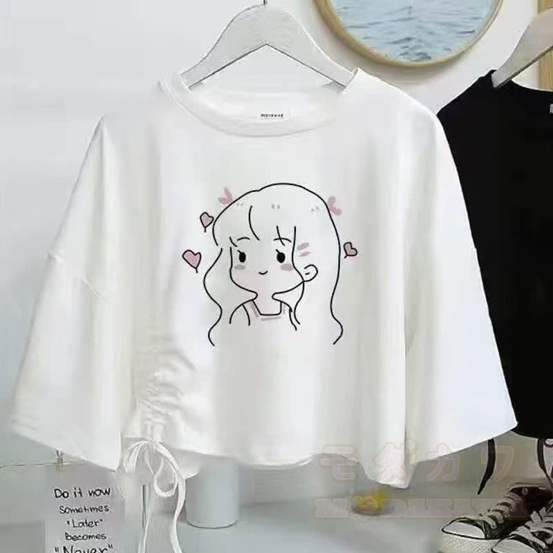 Zweiteiliges Set aus bedrucktem Kurzarm-T-Shirt im College-Stil und asymmetrischem Tüllrock - Top D - XL - image 14