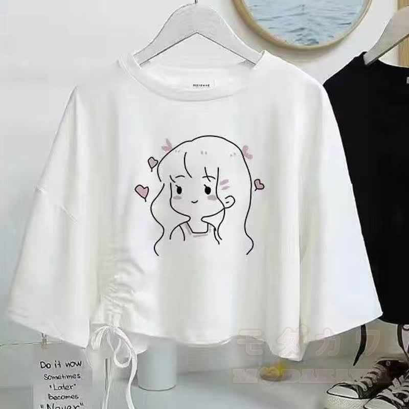 Zweiteiliges Set aus bedrucktem Kurzarm-T-Shirt im College-Stil und asymmetrischem Tüllrock - Top D - XL - image 14