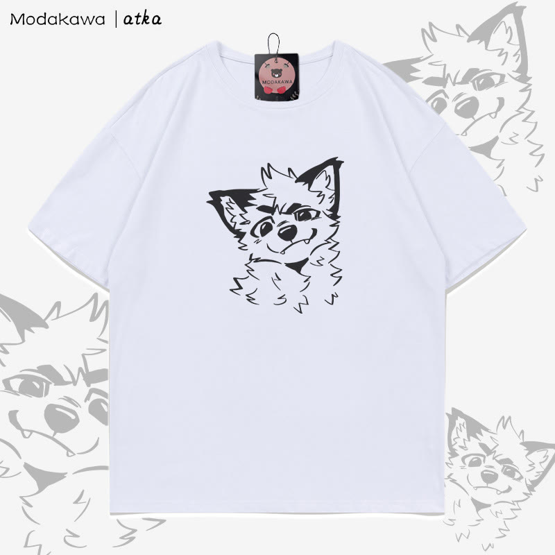 MODAKAWA X atka T-Shirt mit niedlichem Fuchs-Grafik - White - 5XL - image 6