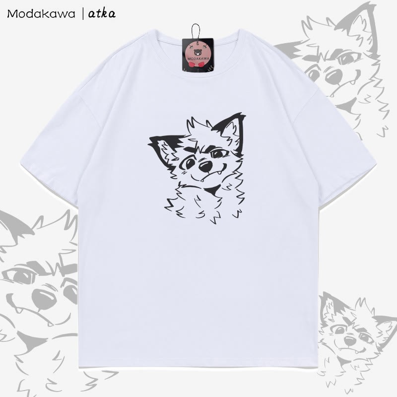 MODAKAWA X atka T-Shirt mit niedlichem Fuchs-Grafik - White - 5XL - image 6