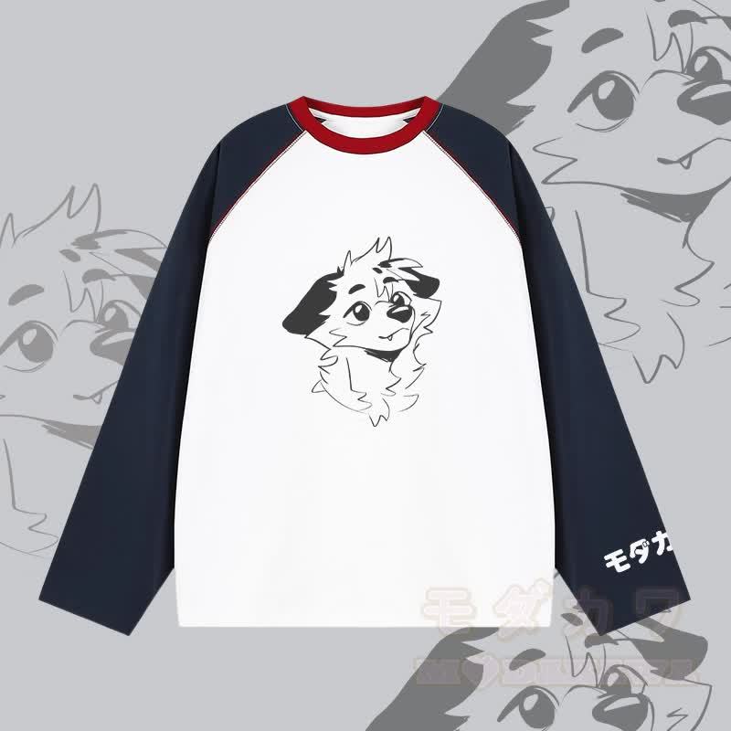 MODAKAWA X atka Fox Graphic Farben Block Raglan Langarm-T-Shirt - Weiß - 2XL - image 4
