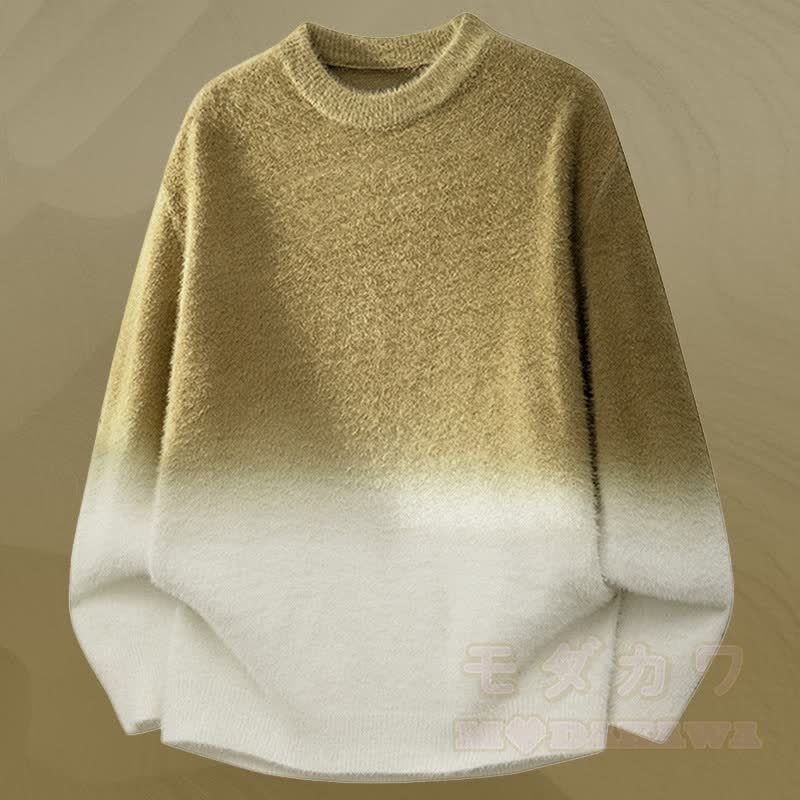 Zweiteiler: Strickpullover mit Farbverlauf und Jeans - Khakifarbener Pullover - 3XL - image 9
