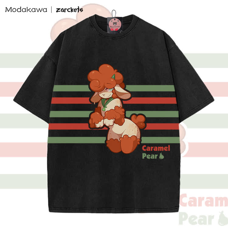MODAKAWA X zarckets Caramel Poodle Graphic Vintage Washed T-Shirt - Black - 5XL - image 2