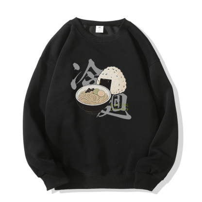 Sweatshirt mit japanischem Ramen-Onigiri-Motiv und Rundhalsausschnitt - Black - 5XL - image 4