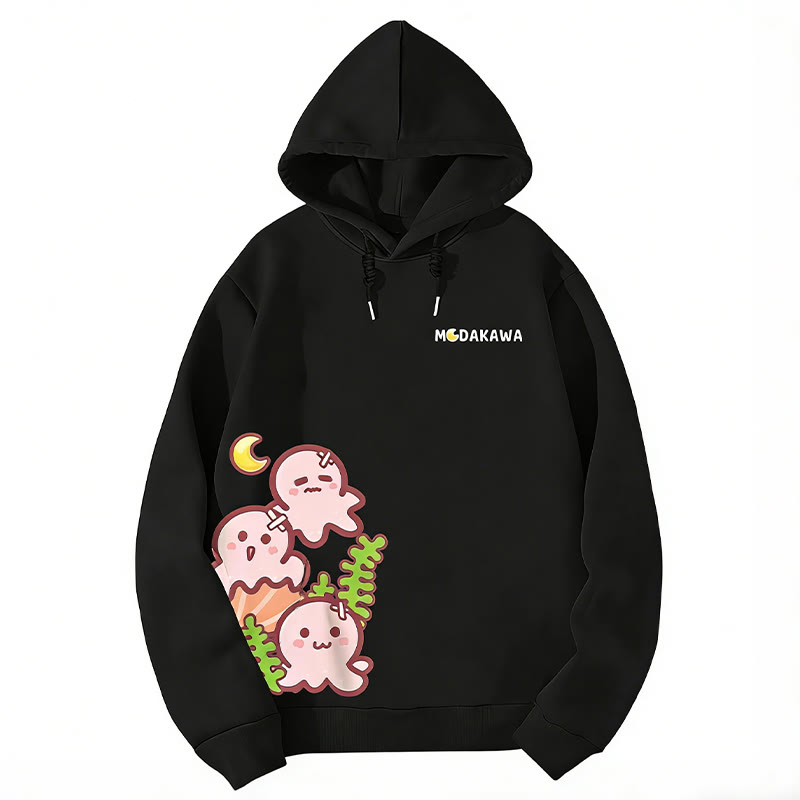 Modakawa Kapuzenpullover mit Farbverlauf und Oktopus-Buchstabenprint, locker geschnitten - Black - 6XL - image 4