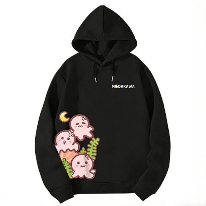 Modakawa Kapuzenpullover mit Farbverlauf und Oktopus-Buchstabenprint, locker geschnitten - Black - 6XL - image 4