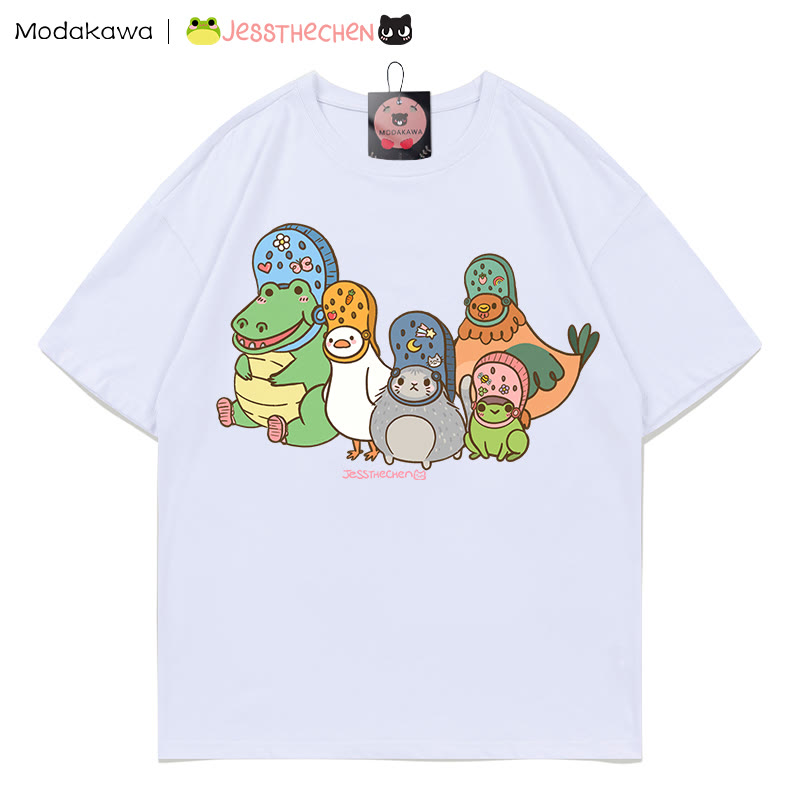 MODAKAWA X jessthechen Animal Friends Grafik-T-Shirt - White - 5XL - image 4