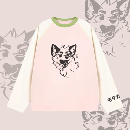 MODAKAWA X atka Surprised Fox Graphic Farben Block Raglan Sleeve Long Sleeve T-Shirt - Pink - 2XL - image 3