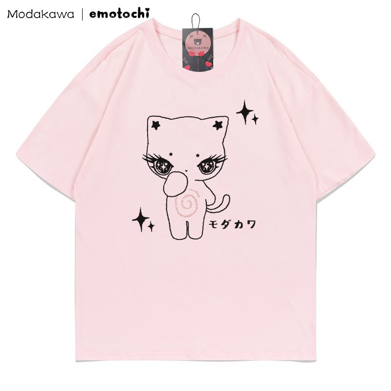 MODAKAWA X emotochi Kitty Star Print T-Shirt - Pink - 5XL - image 5