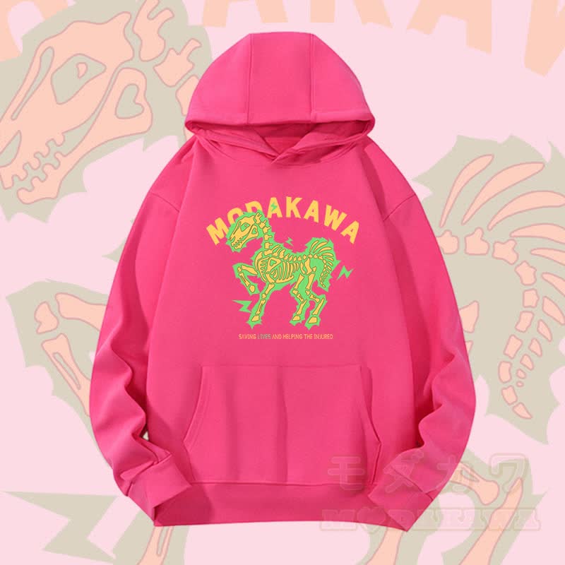 MODAKAWA Hoodie mit elektrisiertem Pferdemotiv (schwere Ausführung) - Rosenrot - 2XL - image 6
