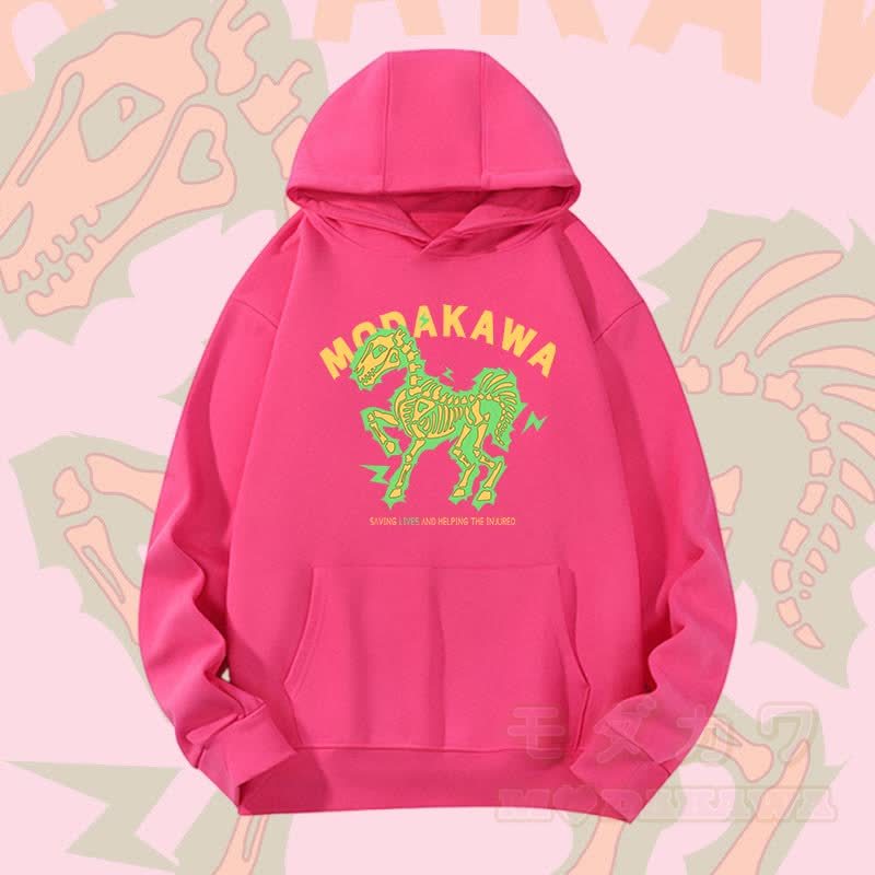 MODAKAWA Hoodie mit elektrisiertem Pferdemotiv (schwere Ausführung) - Rosenrot - 2XL - image 6