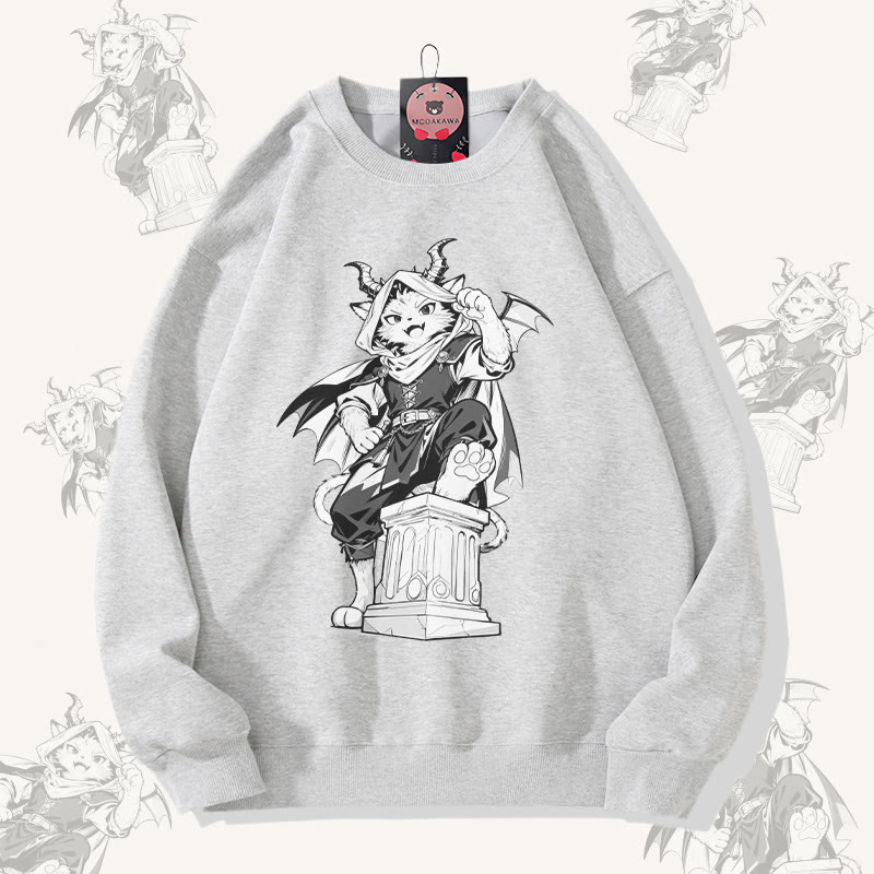 MODAKAWA Unisex-Sweatshirt mit Katzenmotiv „Dark Knight“ - Grey - 5XL - image 2