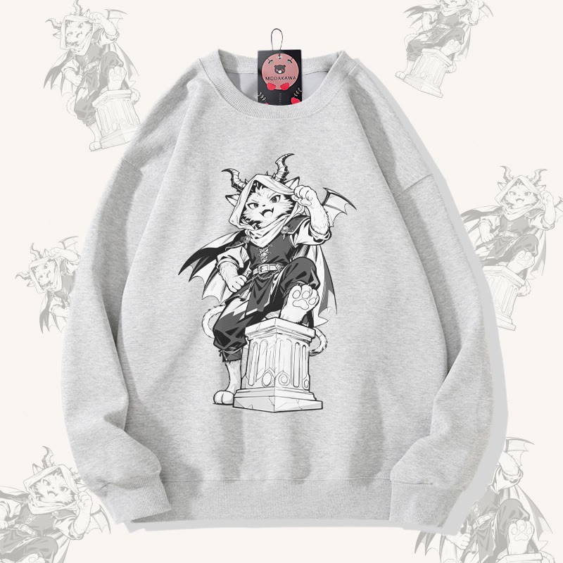 MODAKAWA Unisex-Sweatshirt mit Katzenmotiv „Dark Knight“ - Grey - 5XL - image 2