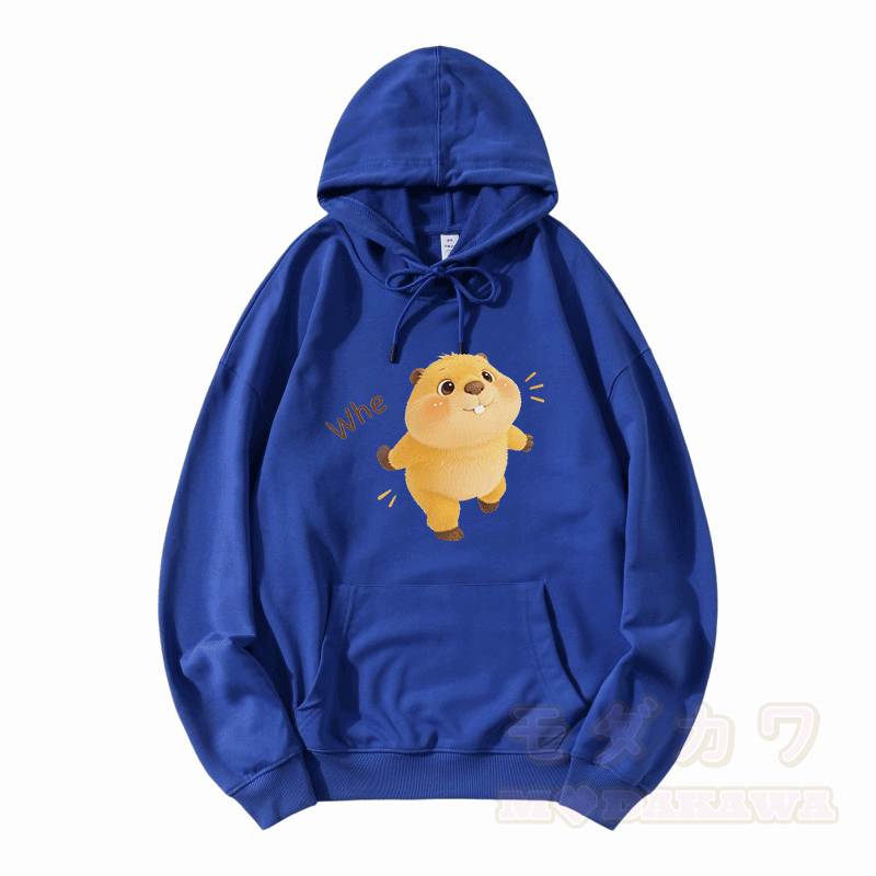 WHE Capybara Graphic Modakawa Loose Cotton-Blend Hoodie - Blau - 5XL - image 7