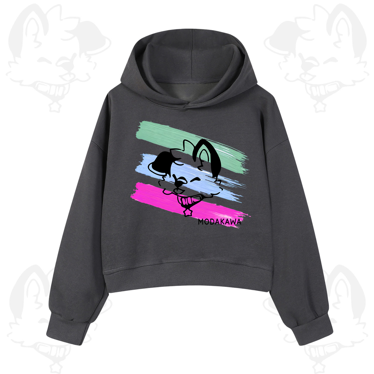 MODAKAWA X popipeko Buntes Hoodie-Sweatshirt mit niedlichem Welpenprint - Dunkelgrau - 3XL - image 8