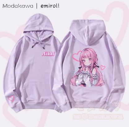 MODAKAWA X emiroll Nikki Herz-Grafik Baumwollmischung Passender Hoodie - Lila - 5XL - image 4