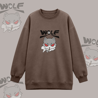 Modakawa Oversized Crewneck Sweatshirt mit Raucherwolf-Grafik - Brown - 3XL - image 3