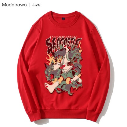 MODAKAWA X Lyn COLLISION COURSE Sweatshirt mit rundem Kragen und Kitty-Girl-Print - Red - 5XL - image 3