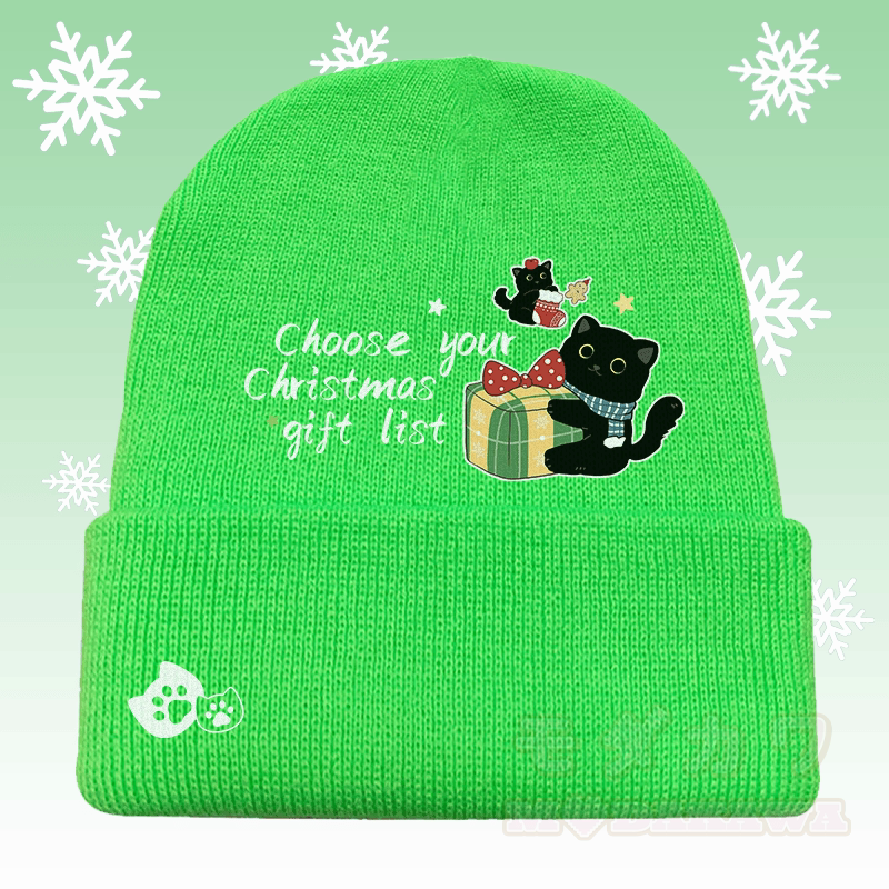MODAKAWA Weihnachtsstrickmütze mit schwarzem Katzenmotiv - Grün - 36-60 cm - image 3