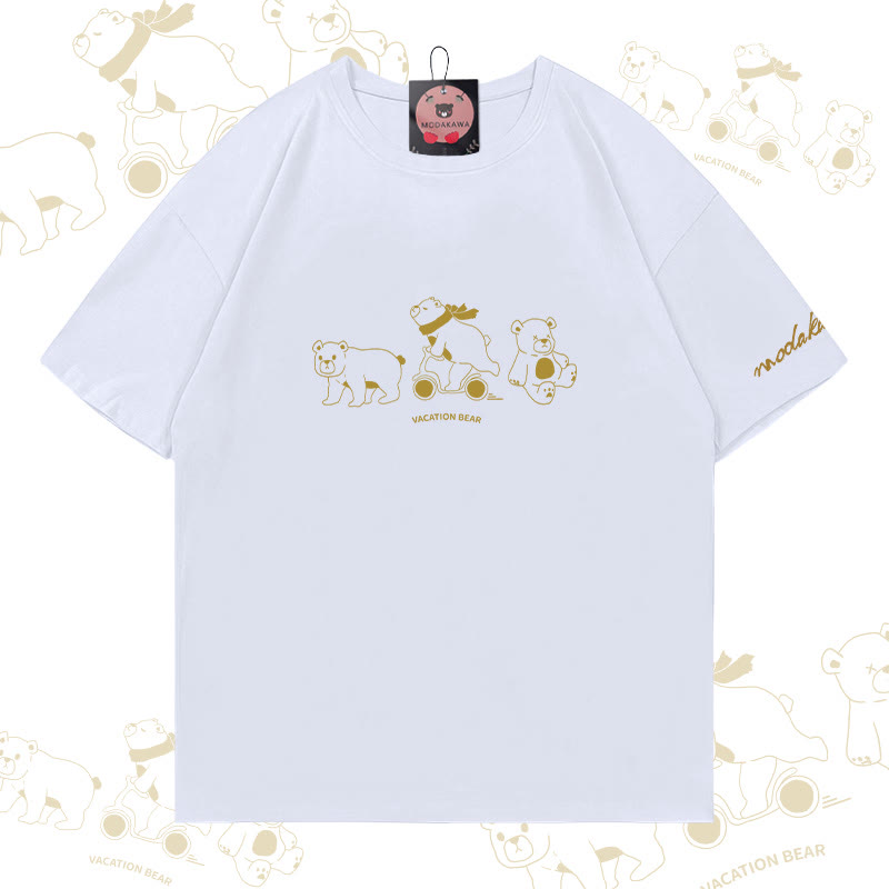 VACATION BEAR Grafik Modakawa Baumwoll-T-Shirt - White - 5XL - image 2