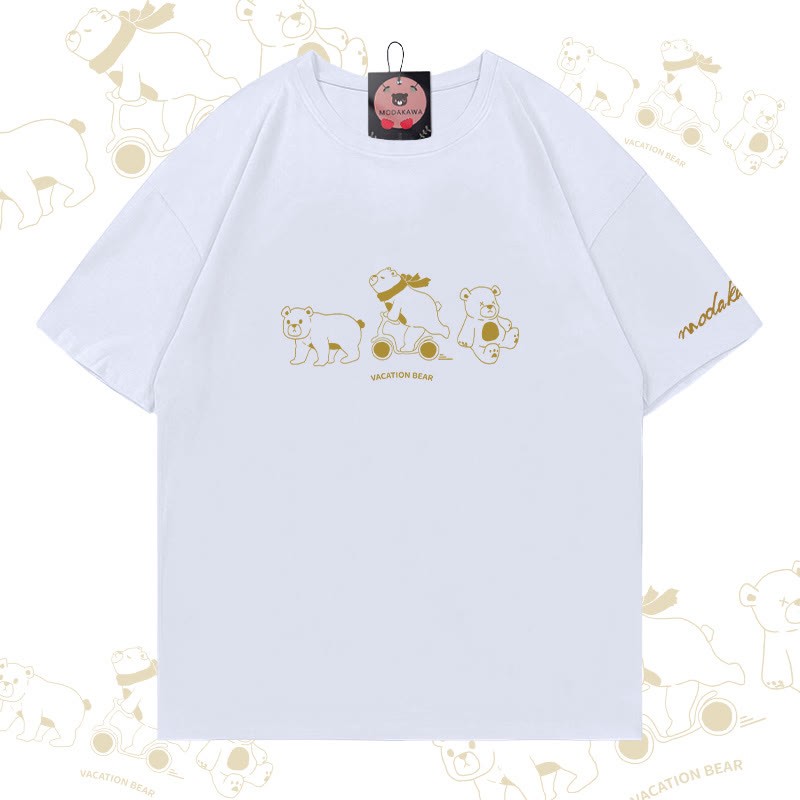 VACATION BEAR Grafik Modakawa Baumwoll-T-Shirt - White - 5XL - image 2