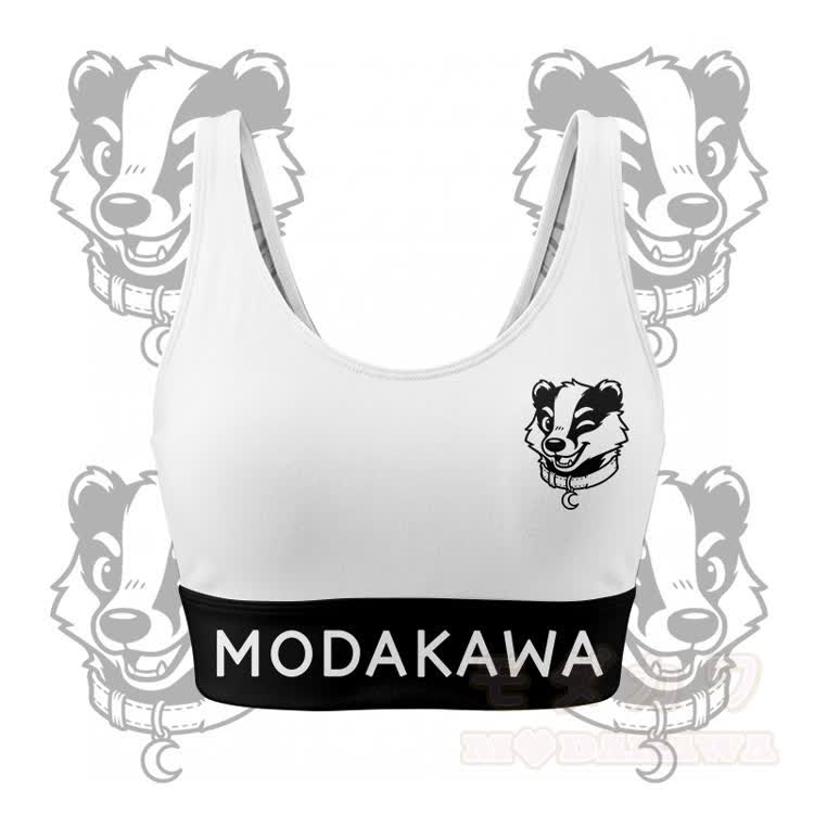 Wink Bear Graphic Crop Tank Sport Top Shorts Bikini Modakawa Matching Outfit - Weißes Oberteil - 5XL - image 4