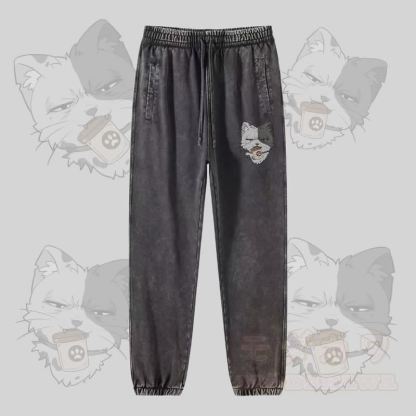 MODAKAWA Jogginghose mit Katzenmotiv und Dose im Vintage-Look - Dunkelgrau - 2XL - image 3